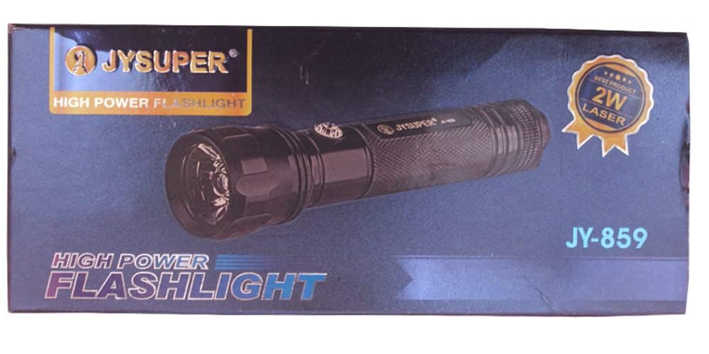 JY-859 High Power LED Flashlight Torch with 2W Laser, Rechargeable, Waterproof, Zoomable – Outdoor Camping, Hiking, Emergency Light