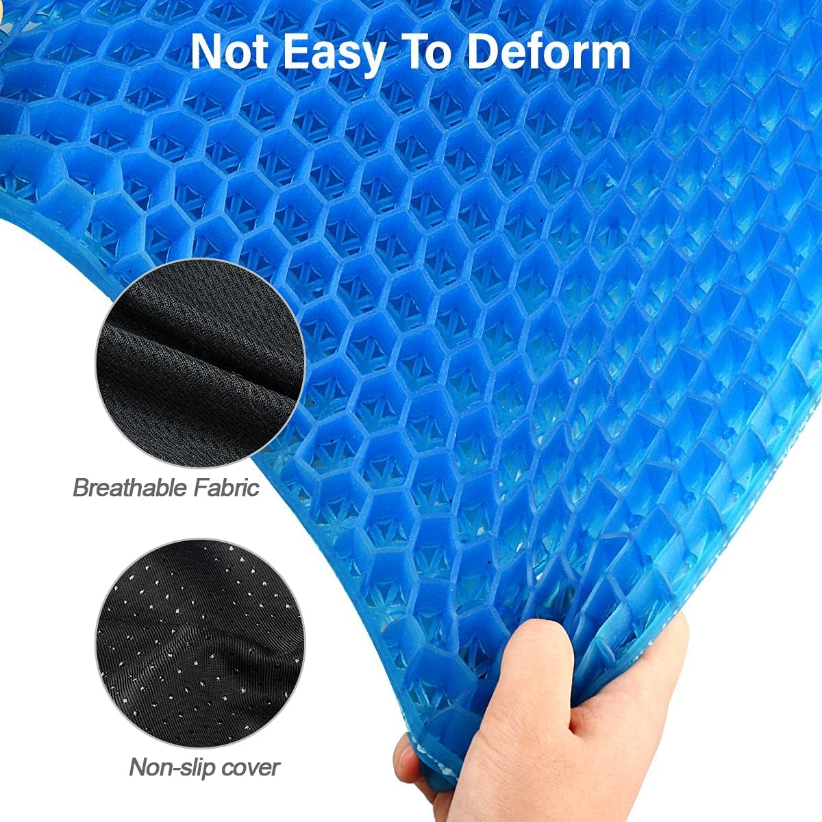 Gel Seat Cushion with Honeycomb Design, 40.6 x 35.6 cm, Orthopaedic Support for Office Chair and Car, Blue