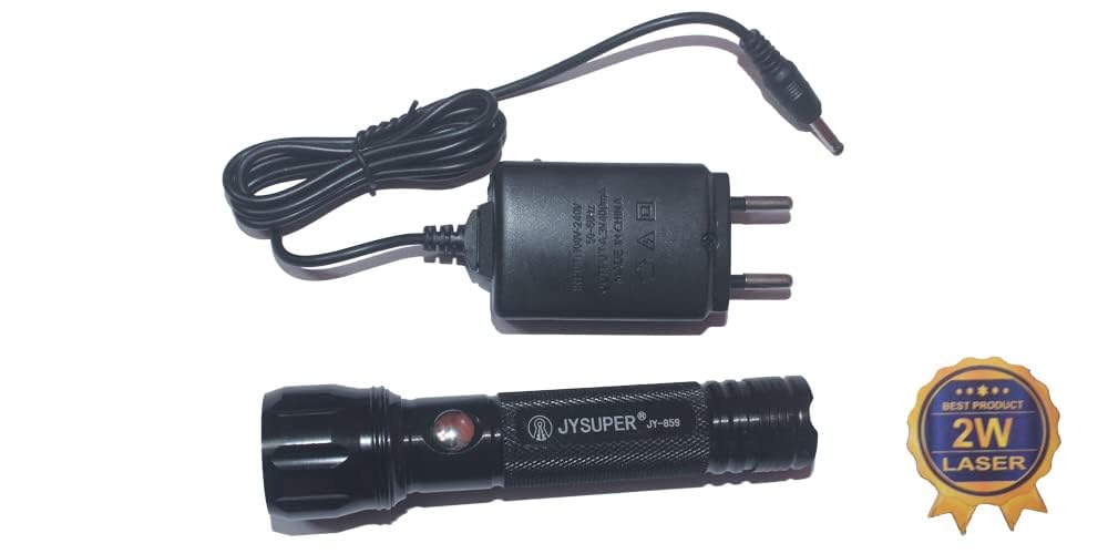 JY-859 High Power LED Flashlight Torch with 2W Laser, Rechargeable, Waterproof, Zoomable – Outdoor Camping, Hiking, Emergency Light