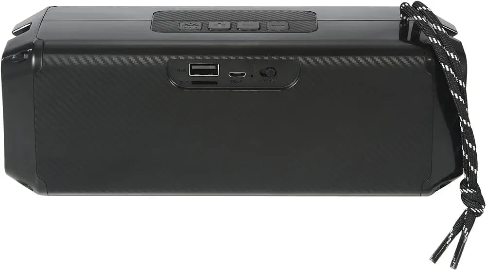 Portable Bluetooth Speaker, 10W RMS Stereo Output, 2400mAh Battery, 180-Degree Sound Coverage, Black