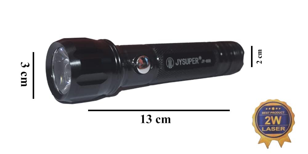 JY-859 High Power LED Flashlight Torch with 2W Laser, Rechargeable, Waterproof, Zoomable – Outdoor Camping, Hiking, Emergency Light