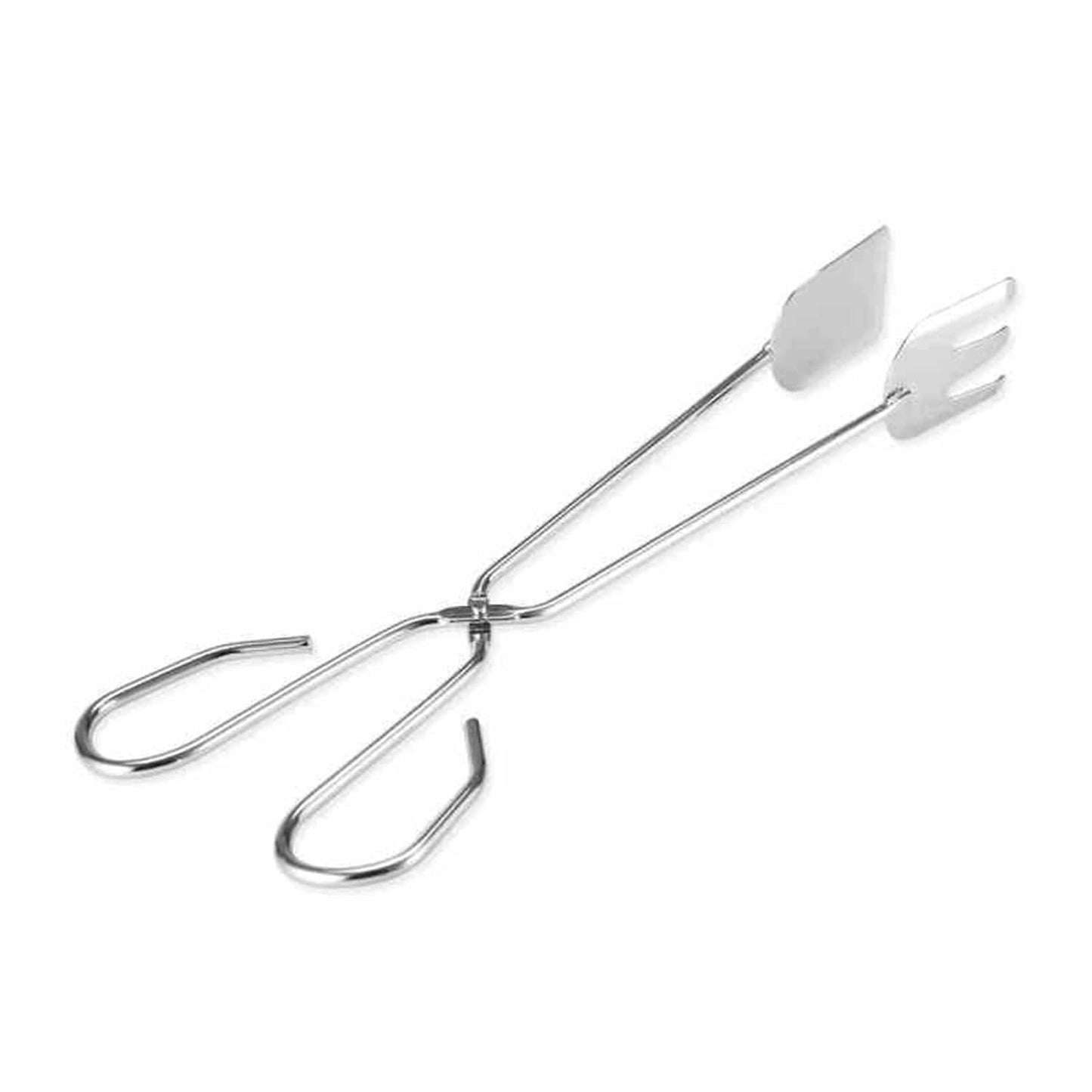 Stainless Steel BBQ Food Tongs, Fork-Spatula Hybrid Design, Heat-Resistant Kitchen Grilling Tongs