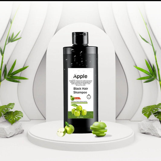 Apple Black Hair Color Shampoo 200ml | 3-in-1 Instant Coloring, Fast Action, Glossy Long-Lasting Finish