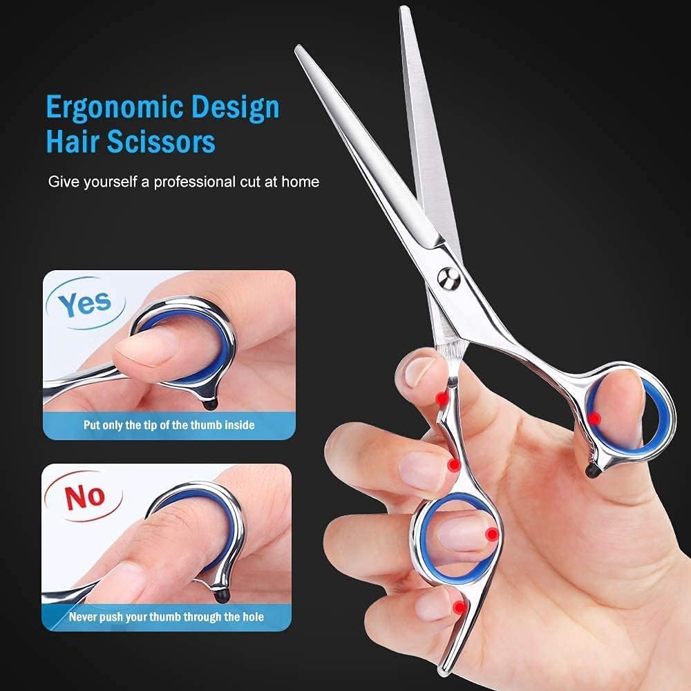 Professional Hair Cutting Barber Scissors Kit – 6.7 Inch Stainless Steel Hairdressing Scissors with 3 Combs, Haircut Cloak & Hair Clips – Complete Hair Cutting Tools for Men & Women (9Pcs)