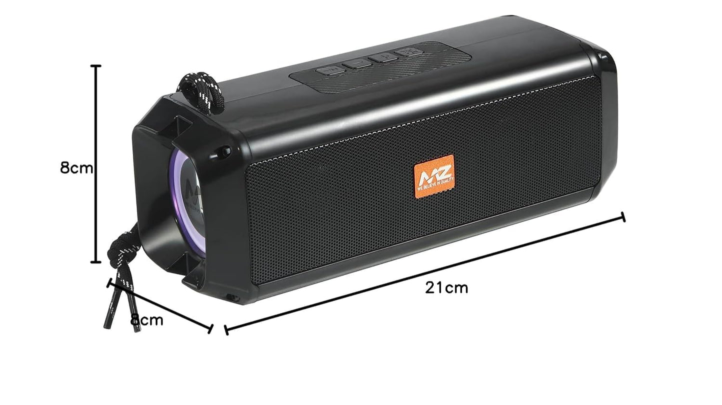 Portable Bluetooth Speaker, 10W RMS Stereo Output, 2400mAh Battery, 180-Degree Sound Coverage, Black