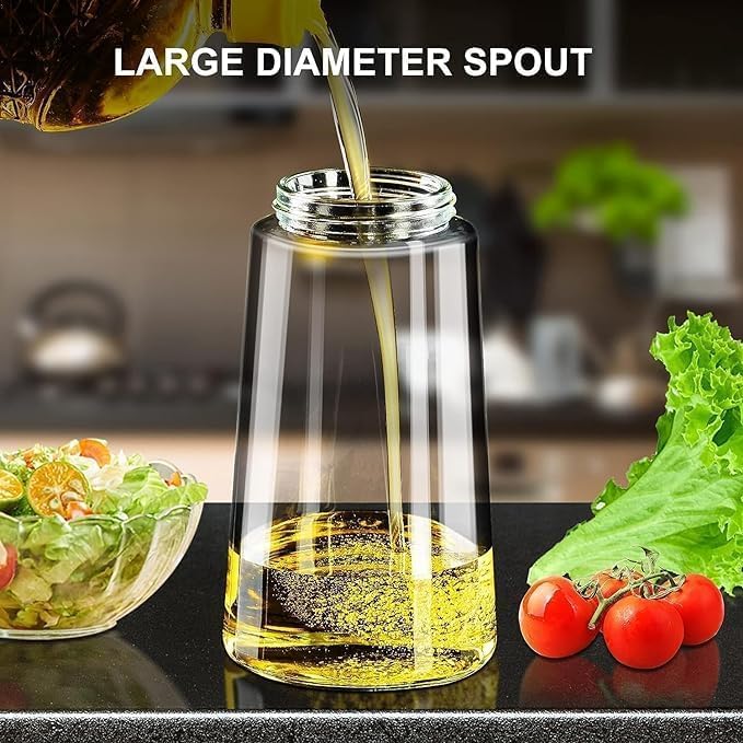 Oil Dispenser Bottle with Spray, 430ml Borosilicate Glass, Gravity Sensor Lid, Anti-clogging Filter