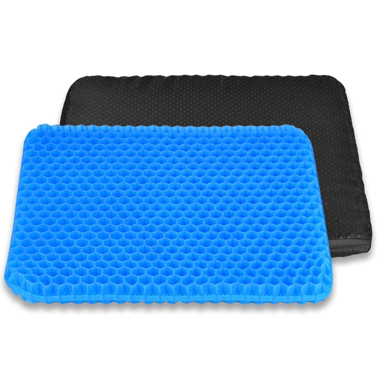 Gel Seat Cushion with Honeycomb Design, 40.6 x 35.6 cm, Orthopaedic Support for Office Chair and Car, Blue