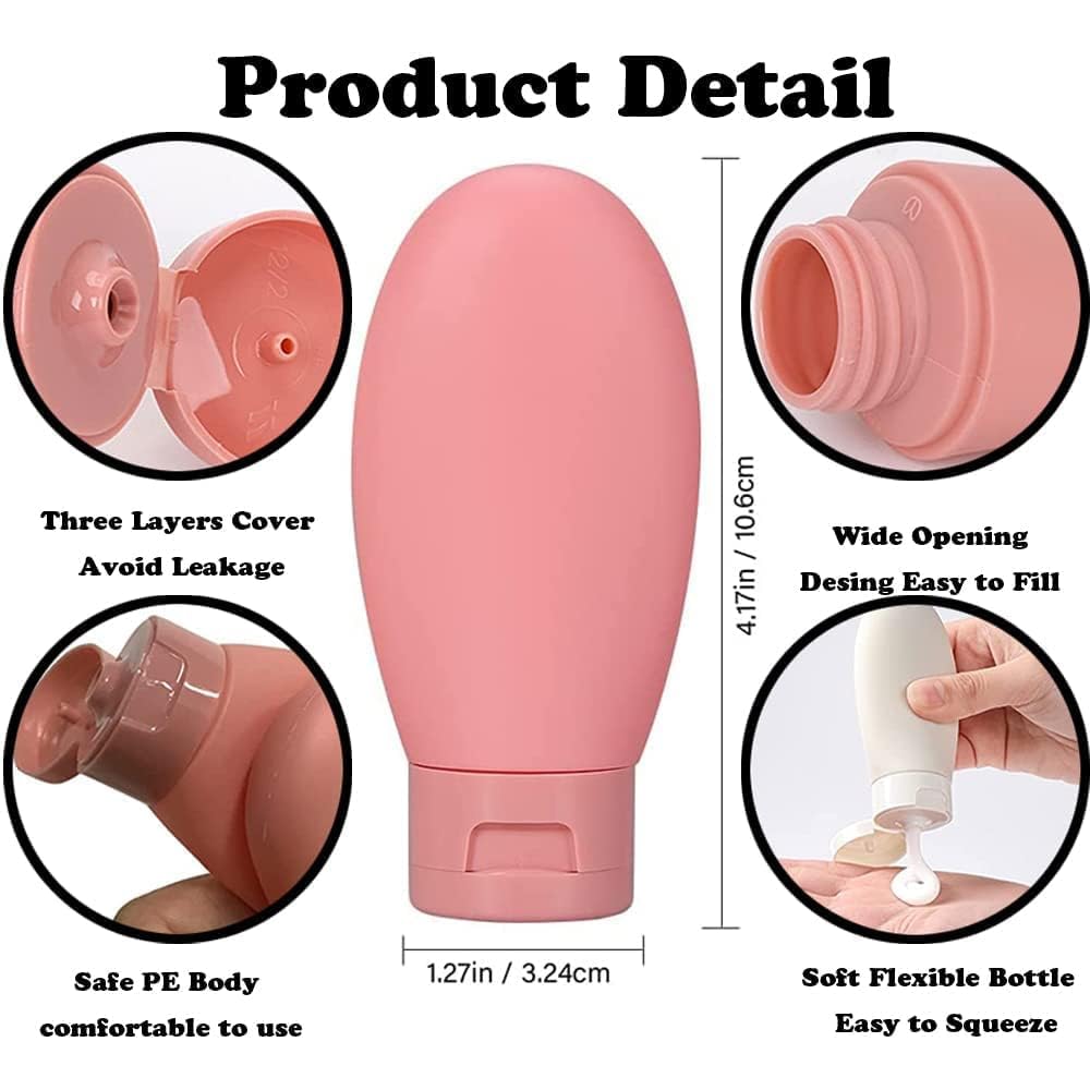 Travel Size Toiletry Bottles Set, Leak-Proof, TSA Approved, Wide Opening, Triple Layer Cover, 10.6 cm