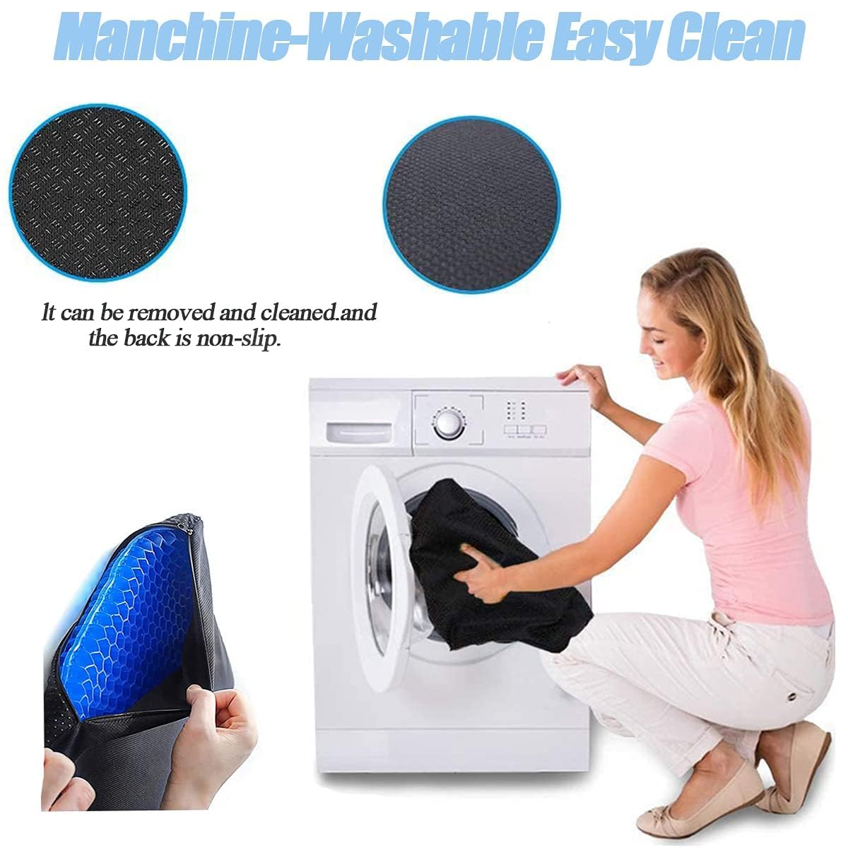 Gel Seat Cushion with Honeycomb Design, 40.6 x 35.6 cm, Orthopaedic Support for Office Chair and Car, Blue