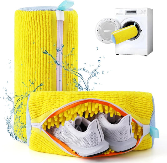 Shoe Washing Bag with Hidden Zipper, 38 cm x 18 cm, Machine-Safe Microfibre Cleaning Bag for Trainers and Sneakers