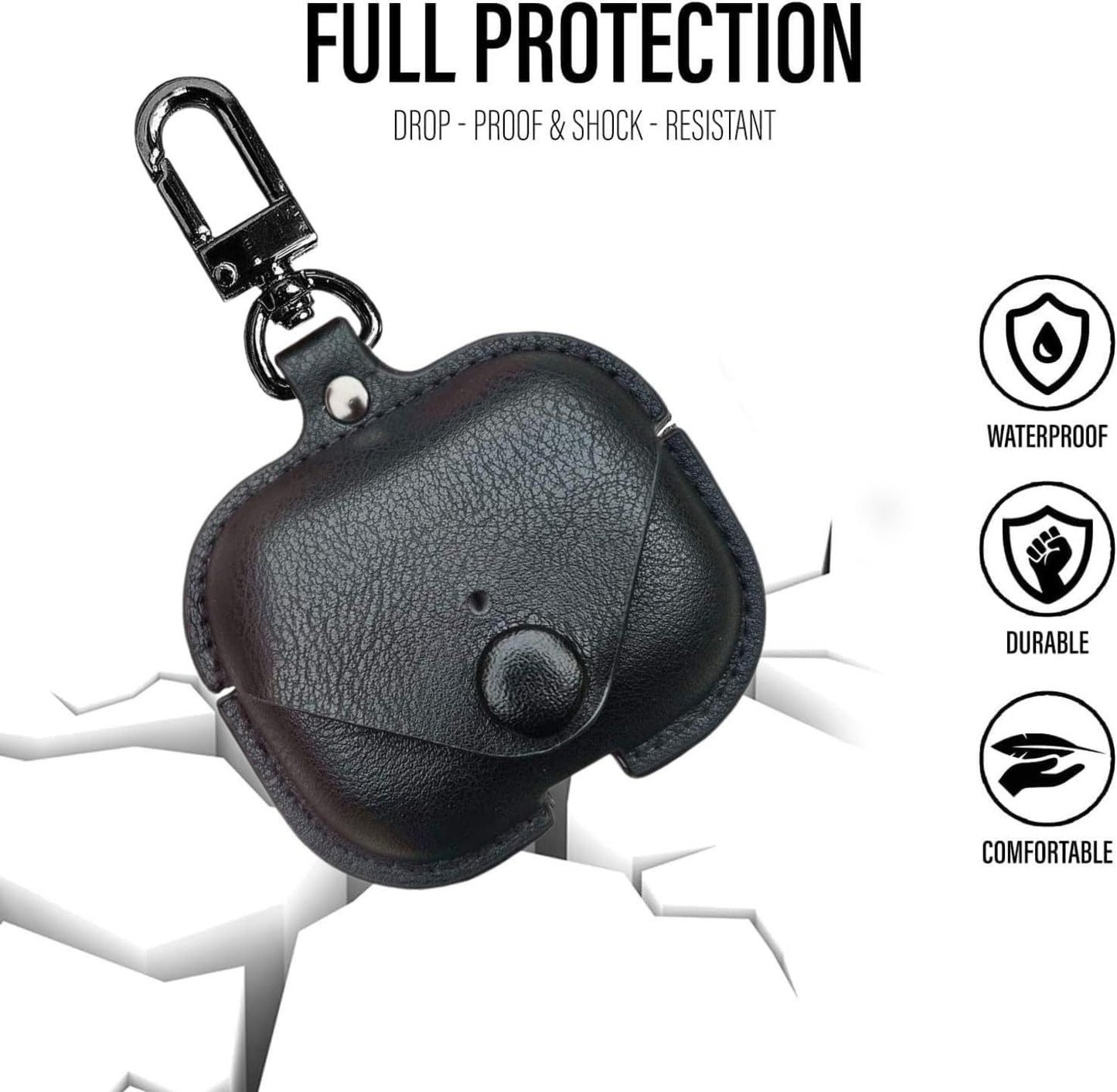 Leather Case for AirPods Pro 2 and 1, Shockproof Drop-Proof Cover with Keychain, Visible LED, Supports Wired & Wireless Charging, Waterproof, Durable Button, Fits AirPods Pro (2019/2022)