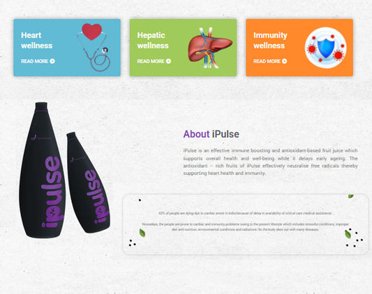 INDUSVIVA iPulse Antioxidant Health Drink for Immunity, Heart & Cellular Wellness | Herbal Fruit Blend | 1 L